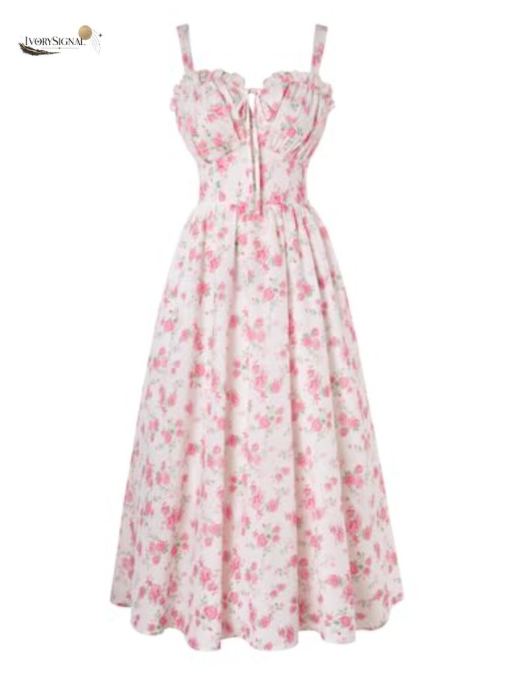 Floral Corset Maxi Dress Adjustable Straps Square Neck A-Line Summer